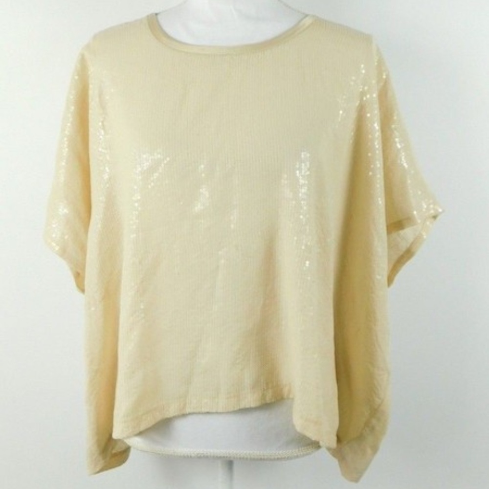 Forever 21 Cream Sequin Beaded Oversize Shirt S